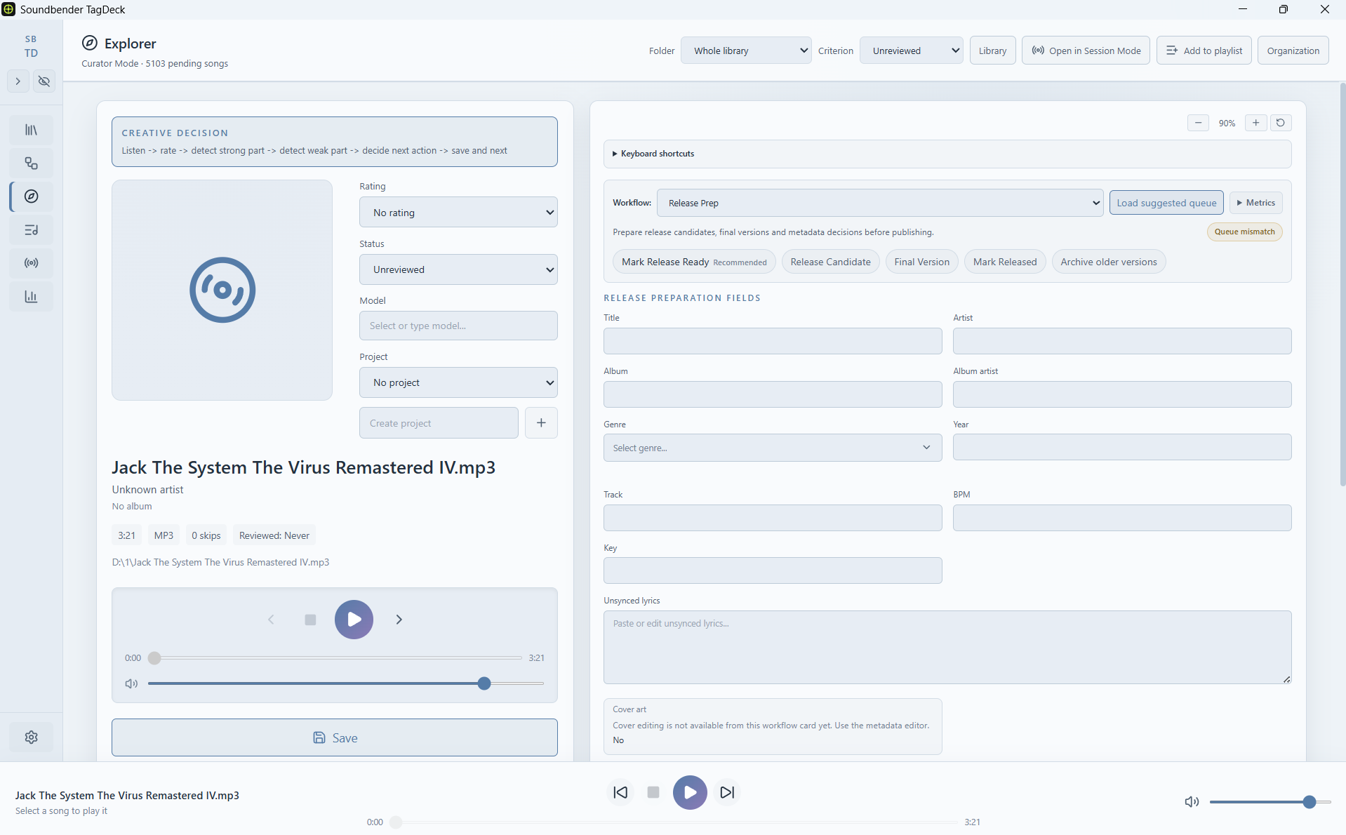 Soundbender TagDeck Explorer / Curator mode